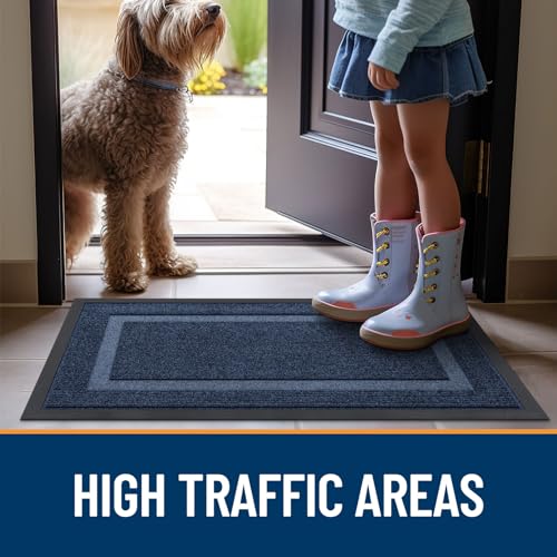 OLANLY Front Door Mat Indoor Outdoor Entrance, Waterproof, 36x24, Black P2970