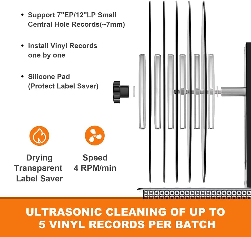 WEWU ROUNDS LP Vinyl Record Ultrasonic Cleaner with Records Bracket S7569