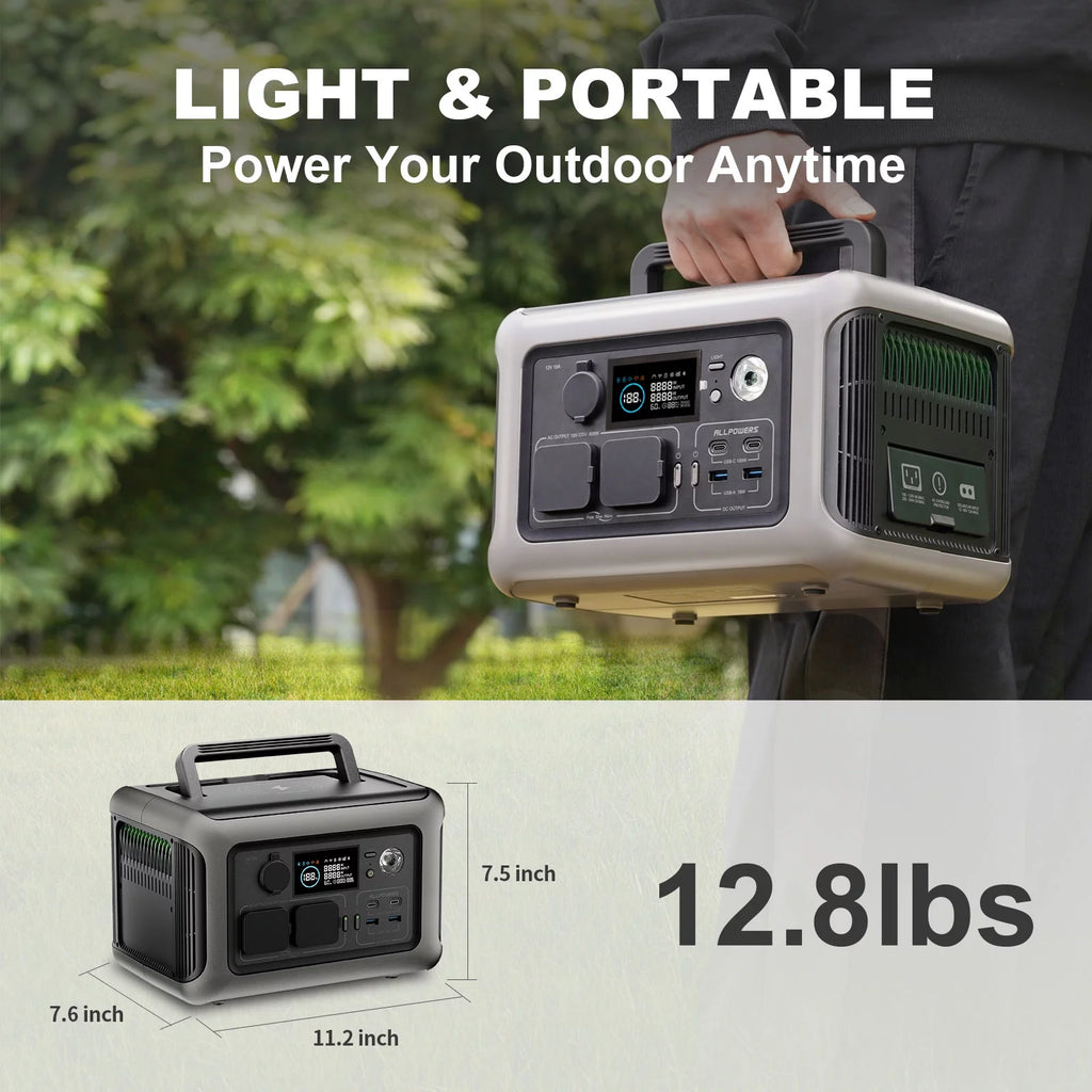 ALLPOWERS R600 Portable Power Station 600W 299Wh LiFePO4 Solar Generator C367