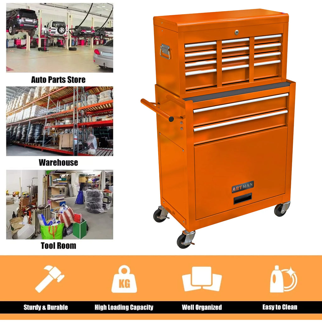 Blue 8-Drawer Rolling Tool Chest with Wheels and Lock Z60320