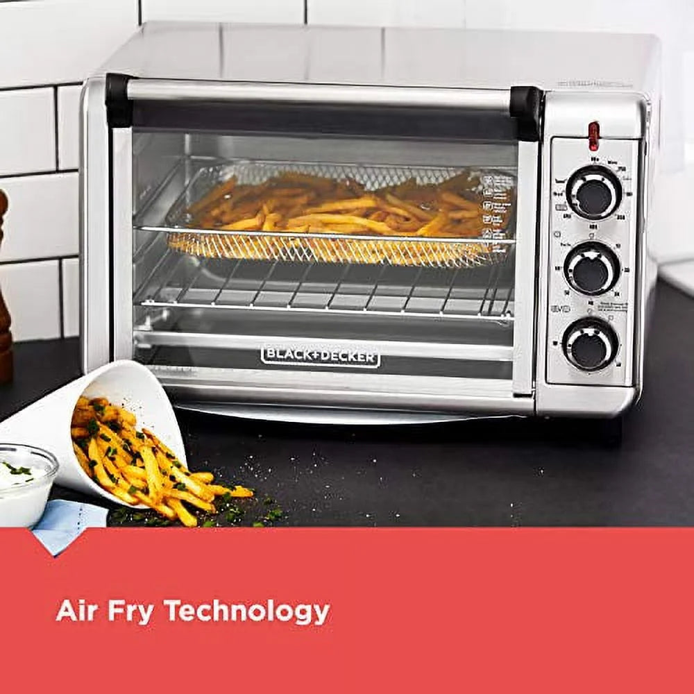 BLACK+DECKER Crisp 'N Bake Air Fry Toaster Oven, Stainless Steel, 6 Slice P6951