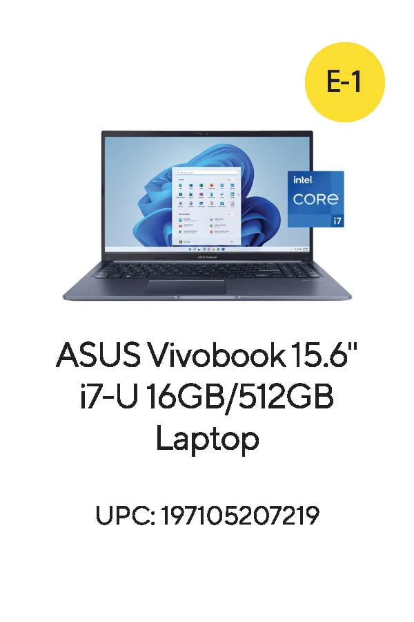ASUS Vivobook 15 Touch Laptop, Intel Core i7, 16GB RAM, 512GB SSD, Windows 11 Y860