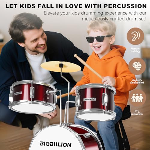 3-Piece Kids Drum Set with Cymbal, Pedal & Sticks (Pink) S64056