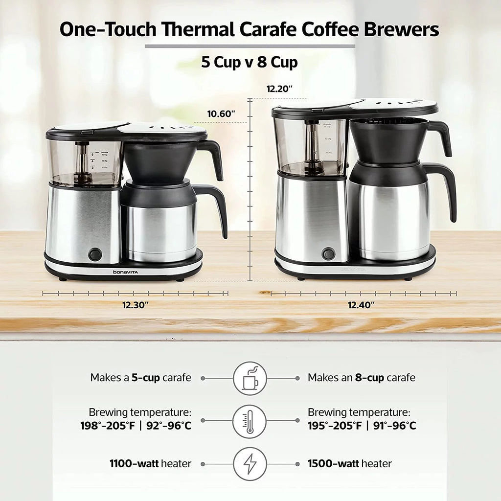 Bonavita 5 Cup Drip Coffee Maker with Thermal Carafe, Stainless Steel J764