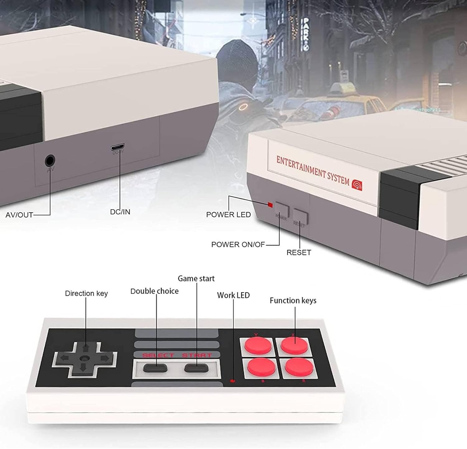 Classic Retro Games Console with 620 Built-in Games and 2 Controllers W369334