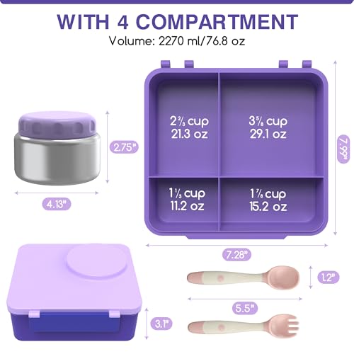 Bento Box for Kids - Leak-Proof Lunch Box with Insulated Thermos Food Jar, Blue O585527