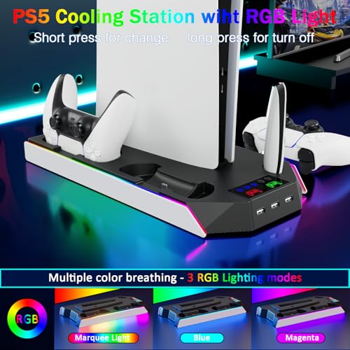 PS5 Stand and Cooling Station with LED Controller Charger for PlayStation 5 X4200