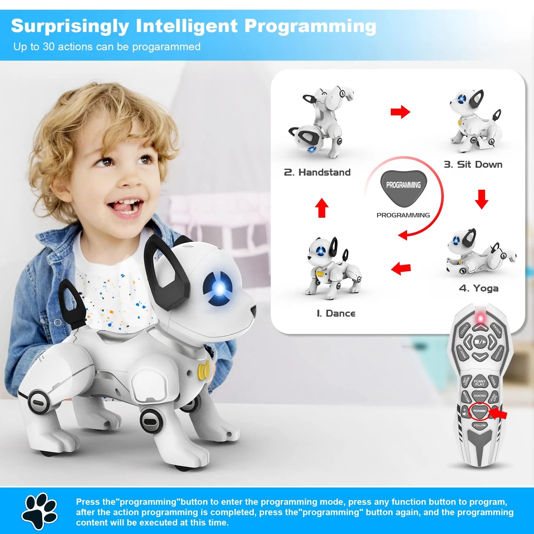 OALYIP Remote Control Robot Dog Toy, Interactive RC Stunt Pet for Kids Z4460