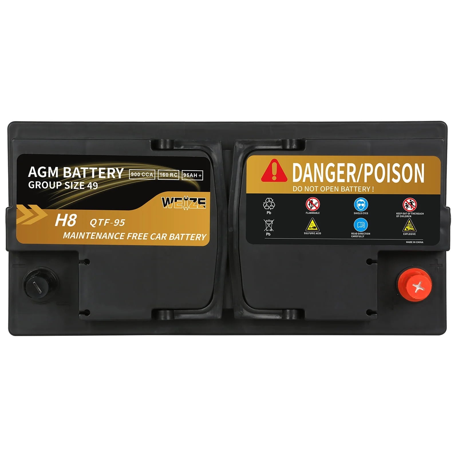 Weize Platinum AGM Automotive Battery Group 94R H7, 12V 80Ah N779