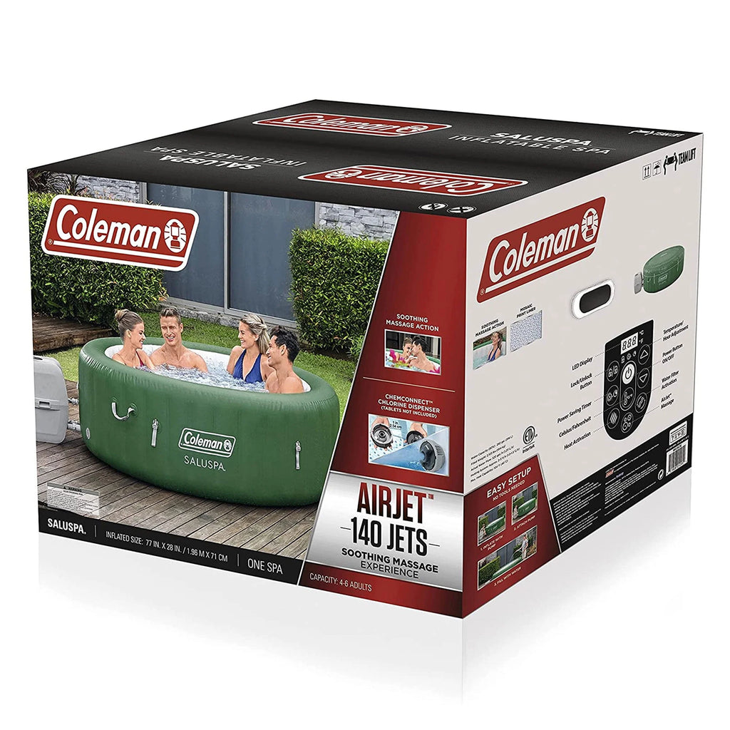 Coleman SaluSpa AirJet Inflatable Round Hot Tub, 60 Jets, Black D46266