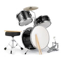 Ktaxon 3-Piece Kids Drum Set with Throne Stool, Pedal & Drumsticks, Black L8657