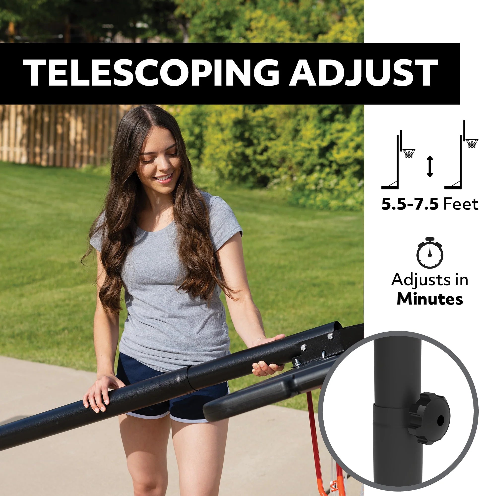 Lifetime Adjustable Portable Basketball Hoop, 44 inch HDPE Plastic Impact A80209