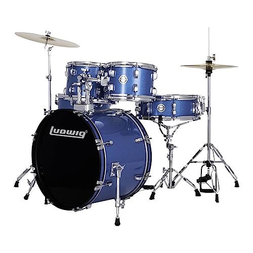 Ludwig Accent 5-Piece Drum Set with Cymbals, Blue Sparkle X322