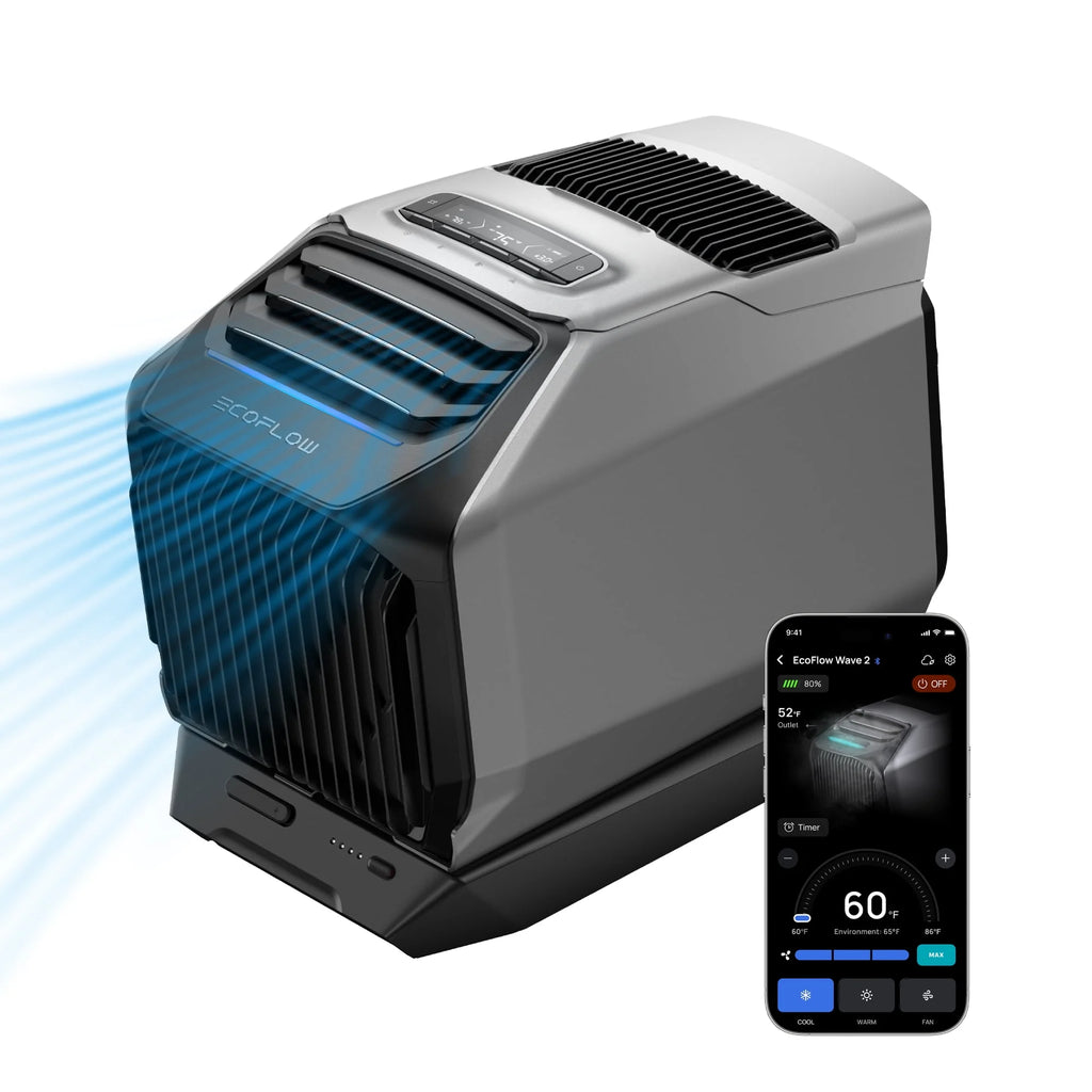 EcoFlow WAVE 2 Portable Air Conditioner with Heat 5100 BTU for Tent, Camping, RV, Home Use Q12141