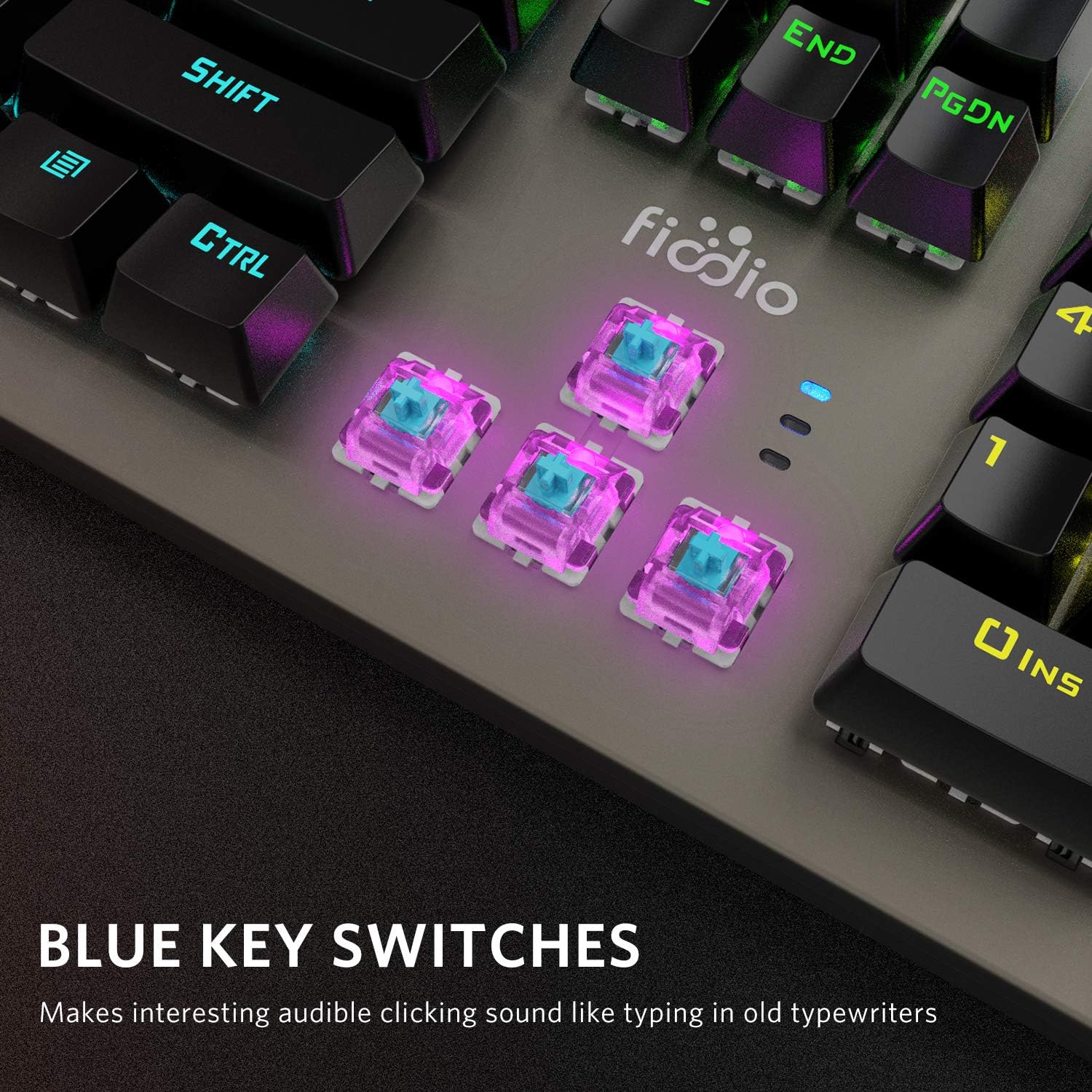 Fiodio Mechanical Gaming Keyboard Wired RGB Rainbow Backlit Blue Switches Ergonomic for Desktop PC, 2 Pack U572