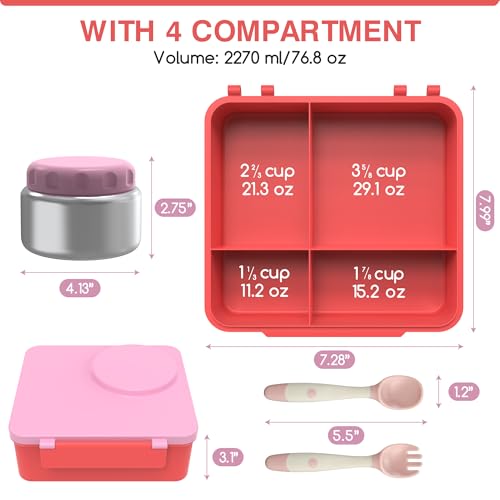 Bento Box for Kids - Leak-Proof Lunch Box with Insulated Thermos Food Jar, Blue O585527