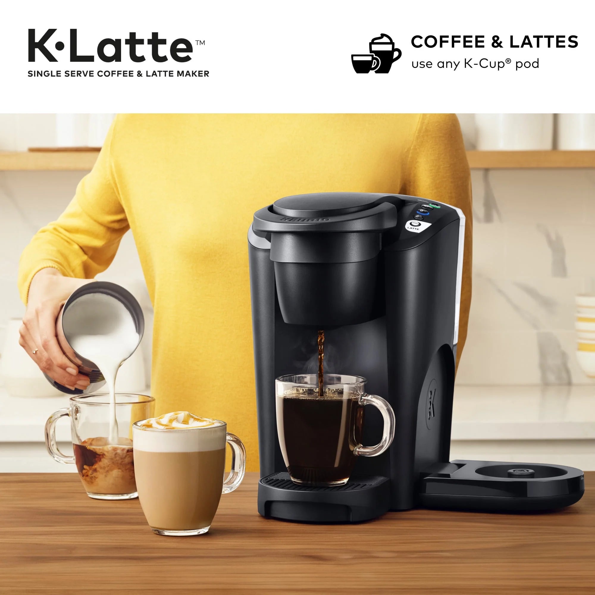 Keurig K-Latte Single Serve K-Cup Coffee and Latte Maker, Black W4344