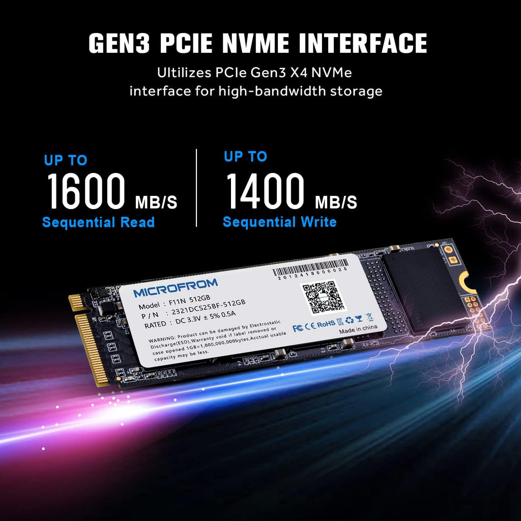 MICROFROM 512GB F11N M.2 NVMe PCIe Gen3x4 SSD Internal Solid State Drive (Pack of 2) I630