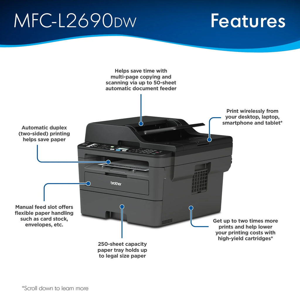 Brother MFC-L2690DW Monochrome Laser All-in-One Printer Y543723