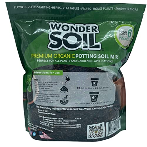 WONDER SOIL Organic Potting Soil, Coco Coir with Nutrients, 3 lbs Bag Expands to 12 Quarts M569436