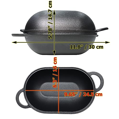 Cast Iron Bread Pan with Lid, Pre-Seasoned Loaf Pan U818