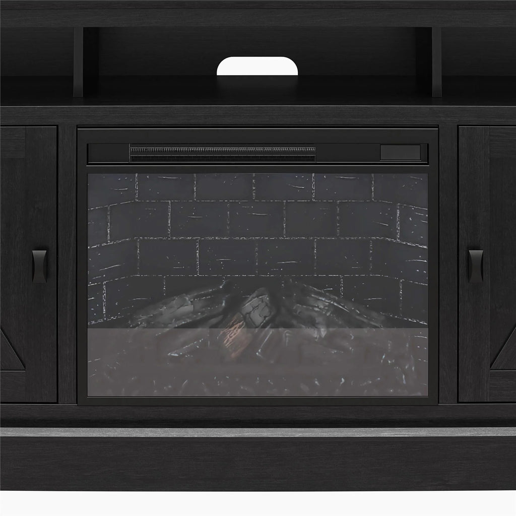 Ameriwood Home Ashton Lane Electric Fireplace TV Stand for TVs up to 65, Black Oak D206311
