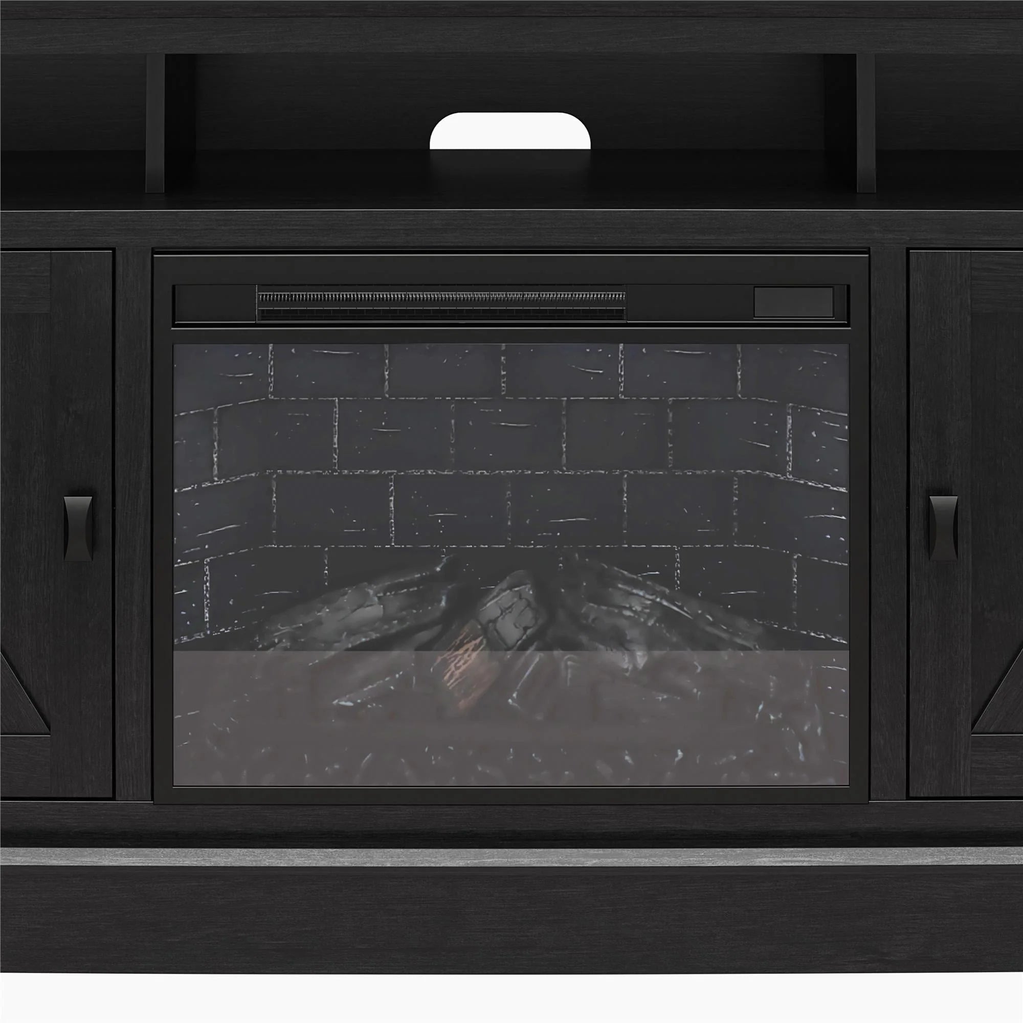 Ameriwood Home Ashton Lane Electric Fireplace TV Stand for TVs up to 65, Black Oak D206311