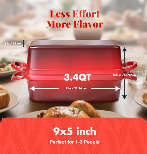 2 IN 1 Cast Iron Bread Loaf Pan with Lid, 3.4QT, Blue A3648