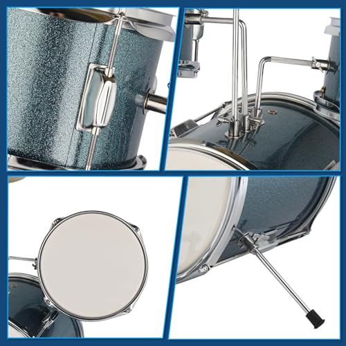 Ktaxon 3-Piece Kids Drum Set with Throne Stool, Pedal & Drumsticks, Black L8657
