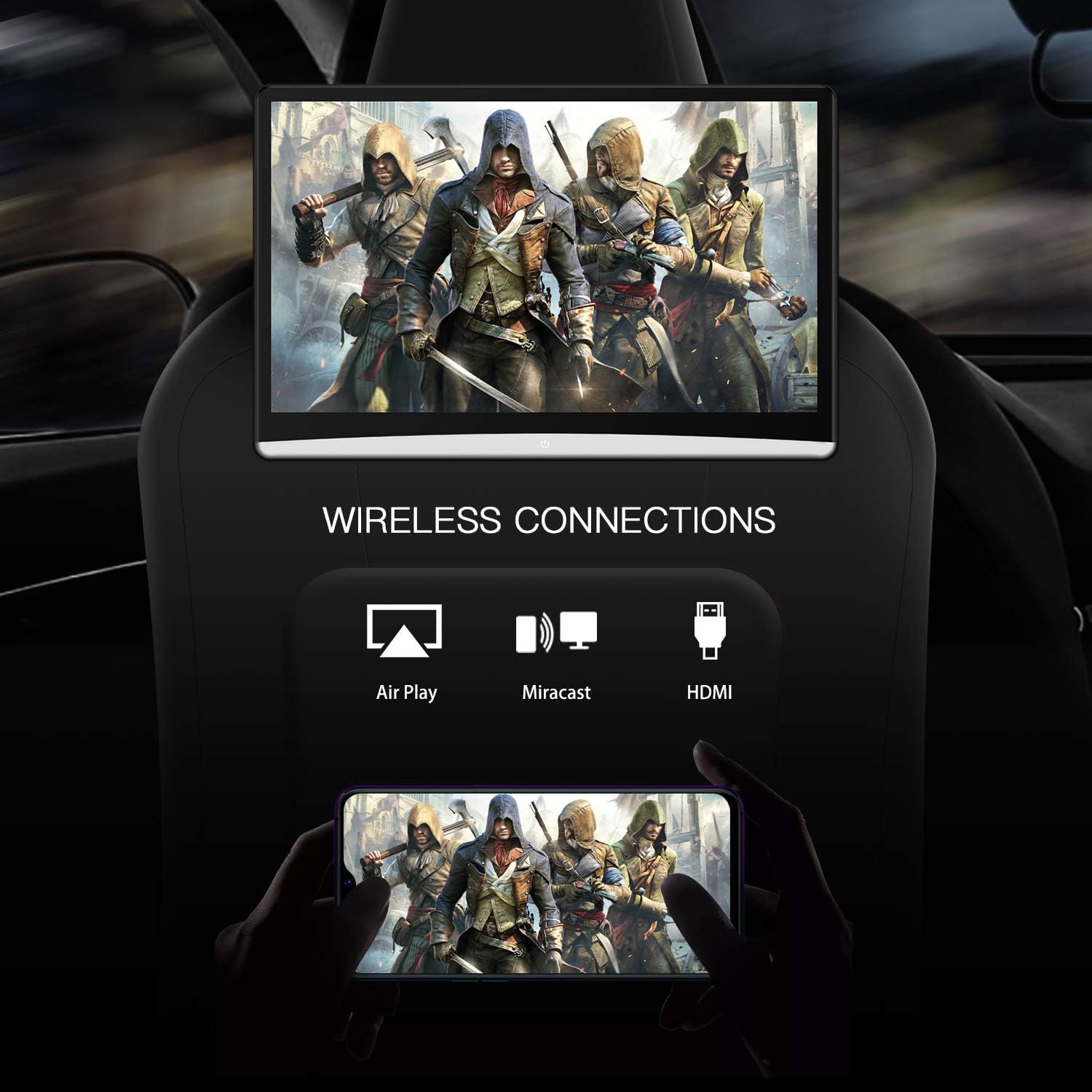 12.4" Android 10 Car Headrest Video Player with Touch Screen, WiFi, Bluetooth U26867