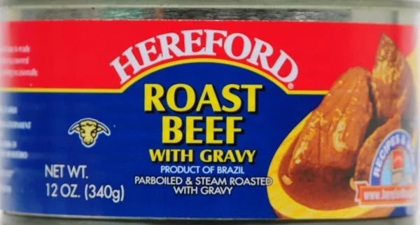 Hereford Fully Cooked Roast Beef with Gravy, 12 oz Can, 4 Pack I753820