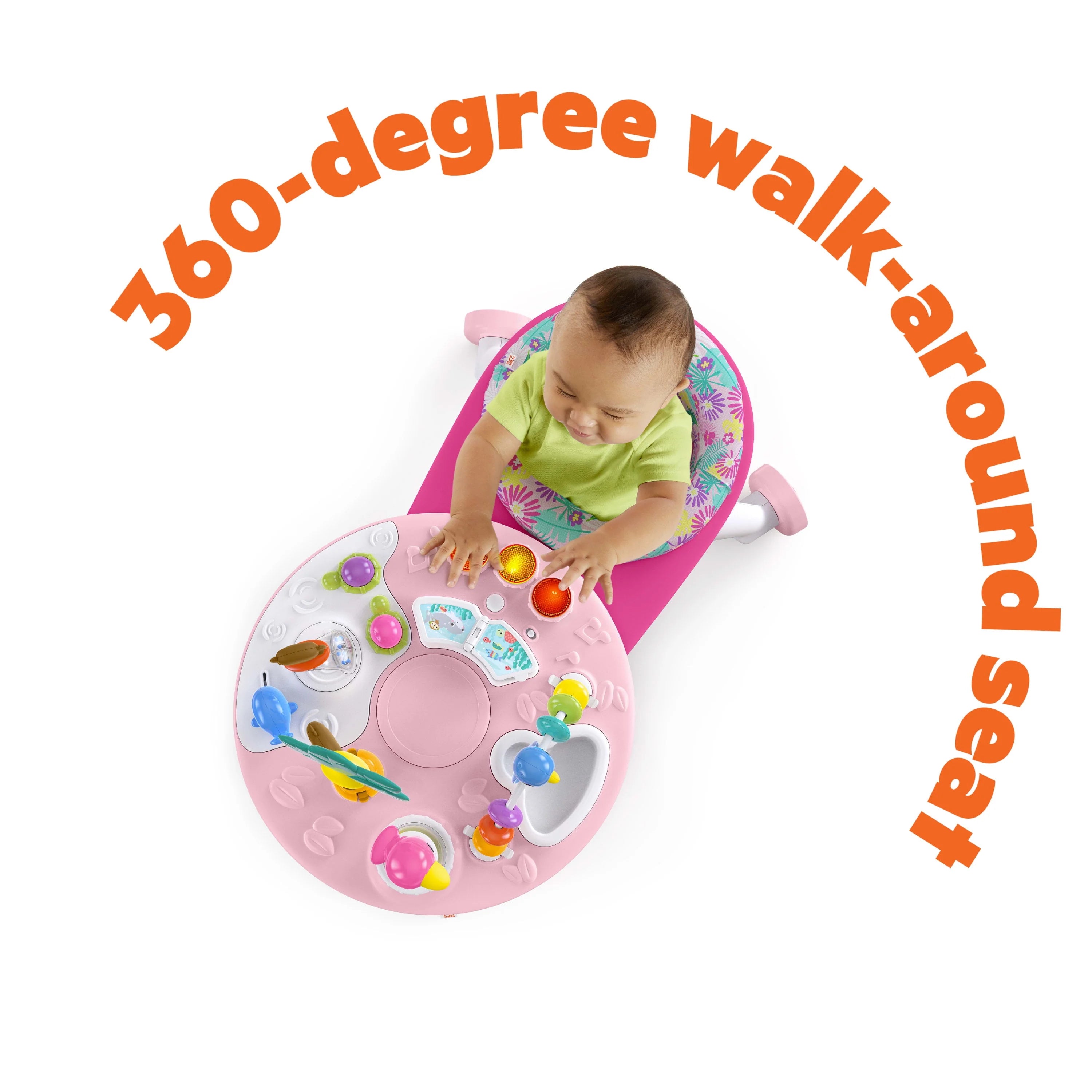 Bright Starts Around We Go 2-in-1 Baby Activity Center & Table, Tropic Coral J1927