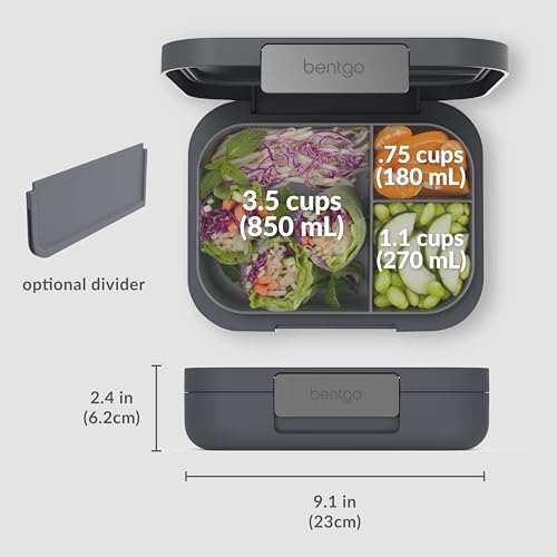 Bentgo Modern Adult & Teen Bento Lunch Box, Leak-Resistant, BPA-Free, Dark Gray G5523