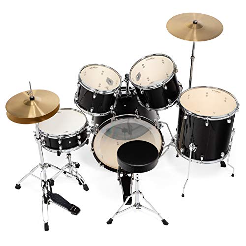 Ashthorpe 5-Piece Full Size Adult Drum Set with Remo Heads & Brass Cymbals M4400