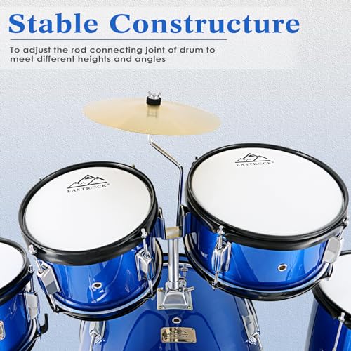 EASTROCK Kids Drum Set 5-Piece 16 Inches Junior Drum Kit with Throne, Cymbal, Pedal & Sticks U617814