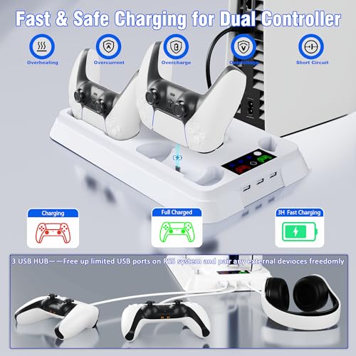 PS5 Stand and Cooling Station with LED Controller Charger for PlayStation 5 X4200
