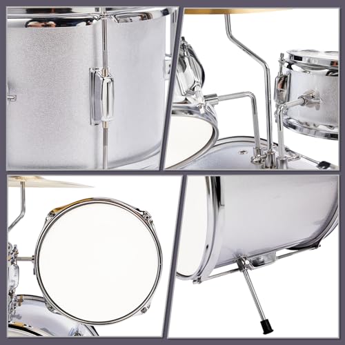 Ktaxon 5-Piece Junior Drum Set with Throne, Pedal & Drumsticks, Black Y61267