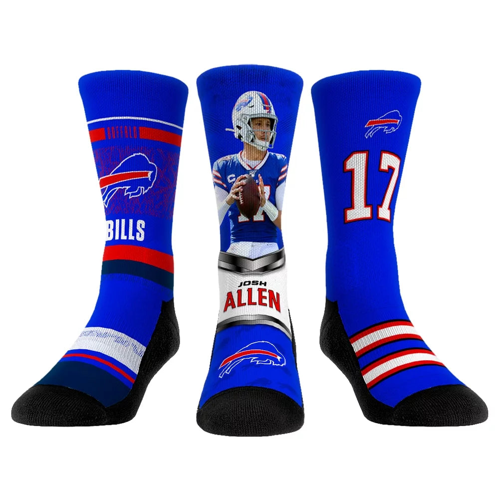 Unisex Rock Em Socks Josh Allen Buffalo Bills 3-Pack Crew Socks Set