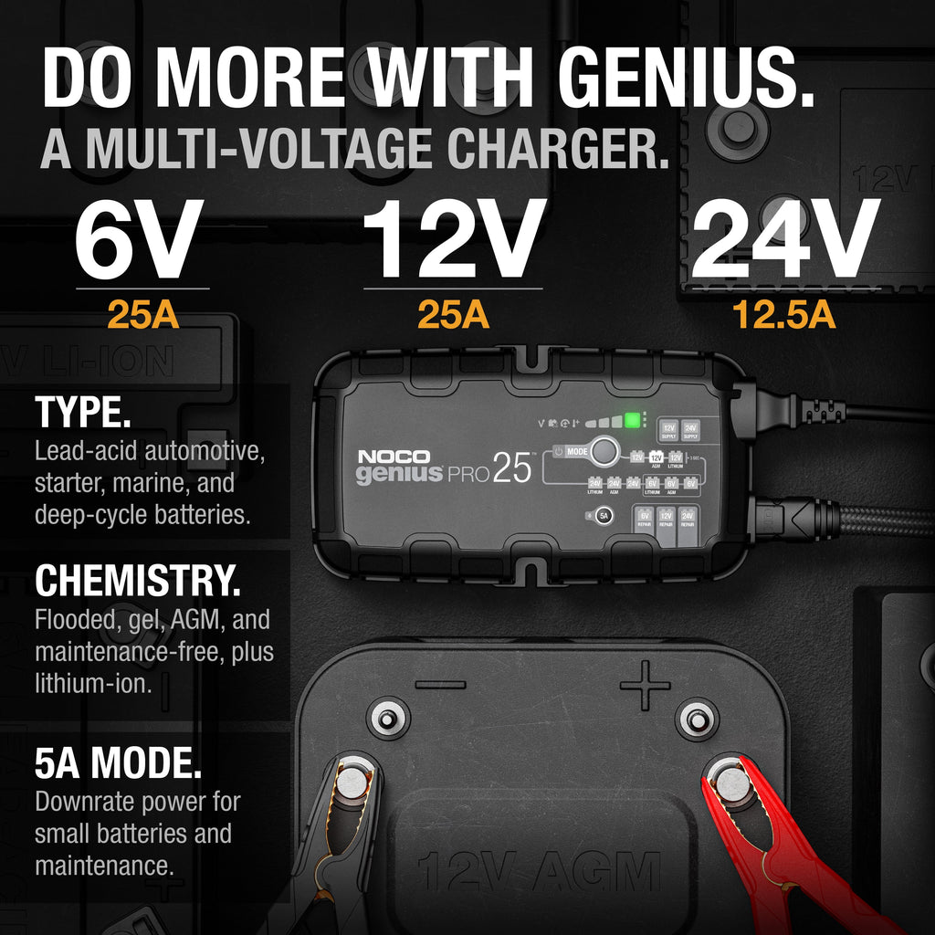 NOCO GENIUSPRO25 25A 6V/12V/24V Smart Battery Charger and Maintainer O342