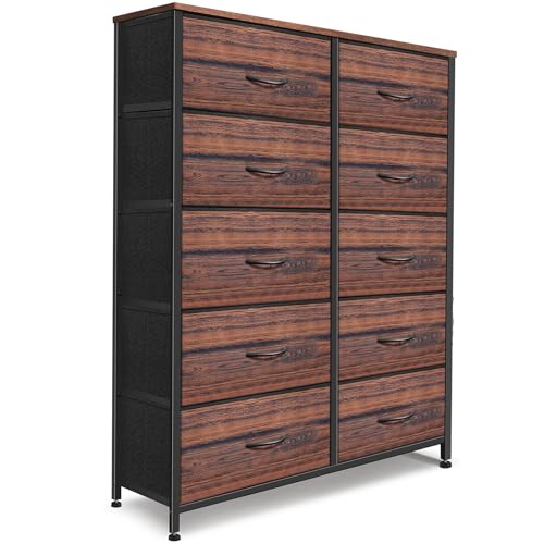 9 Drawer Dresser for Bedroom, Charcoal Black Fabric Storage Chest K84969