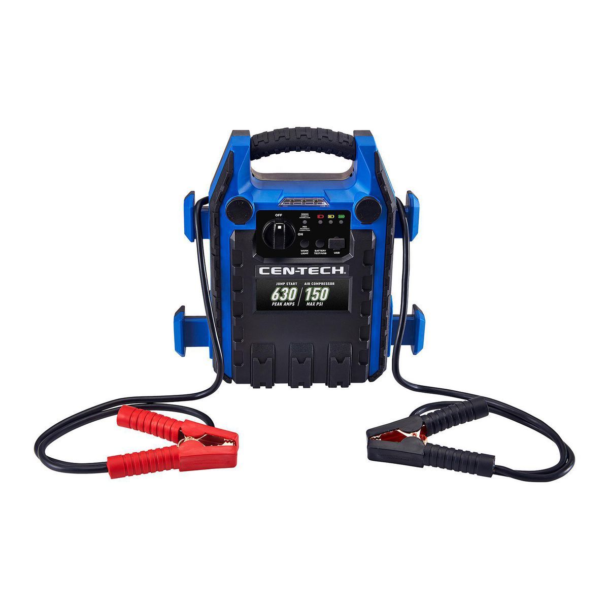 CEN-TECH 630 Peak Amp Portable Car Jump Starter with 150 PSI Air Compressor V5860