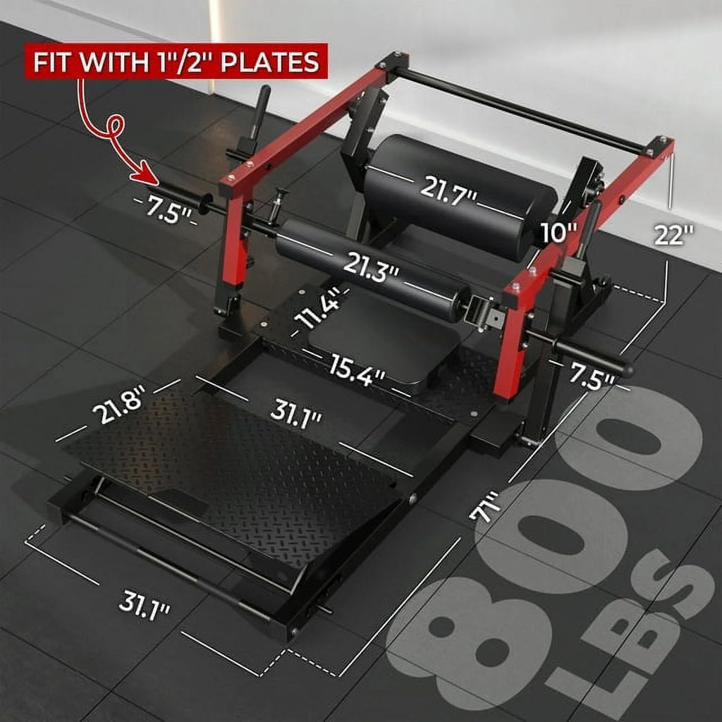 syedee Glute Bridge Machine, Heavy Duty Plate-Loaded Hip Thrust, Red J397479