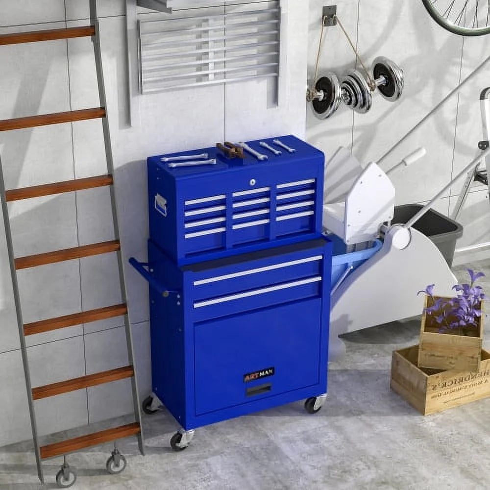 Blue 8-Drawer Rolling Tool Chest with Wheels and Lock Z60320