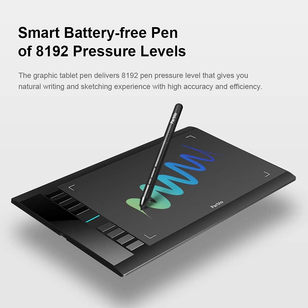 Parblo A610 V2 Graphic Drawing Tablet 10 x 6 inch with 8 Hot Keys, Battery-Free Stylus, 8192 Pressure, 2 Pack Z241232