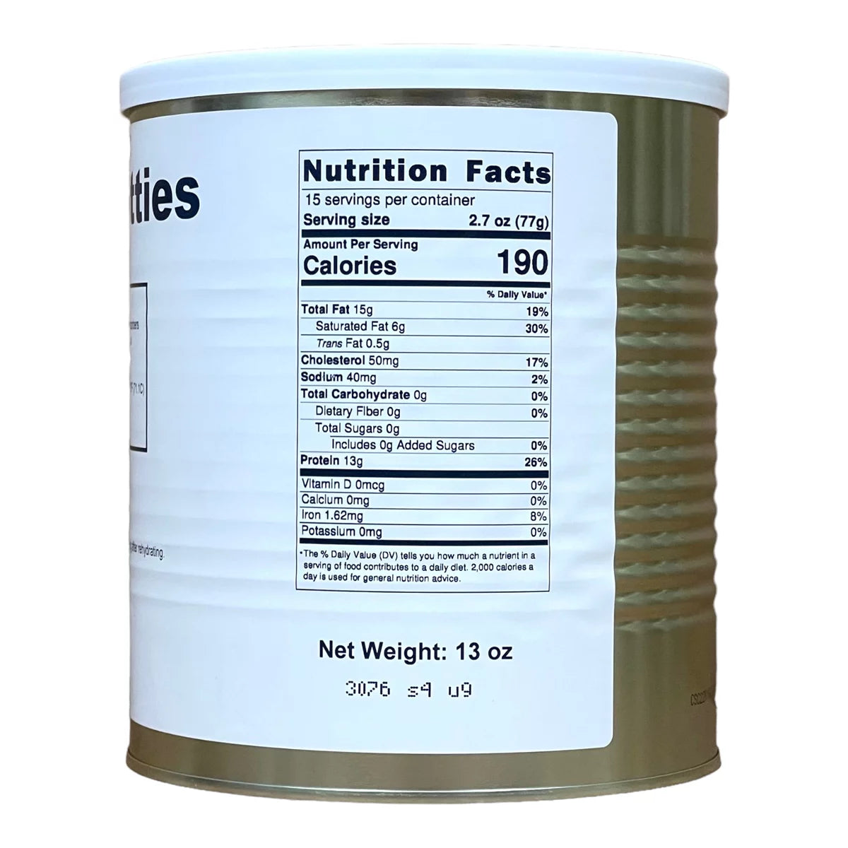 Freeze Dried Hamburger Patties Camping Emergency Food - 25 Year Shelf Life, 1 Can G466