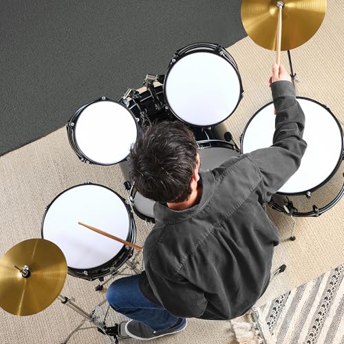 Best Choice Products 5-Piece Full Size Adult Drum Set with Cymbal Stands, Stool, Pedal, Sticks - Dark Blue Sparkle D34023