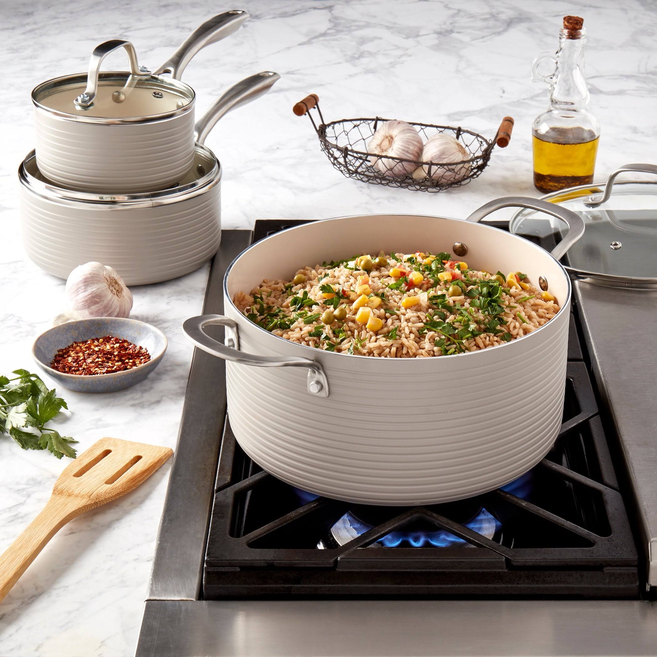 Denmark Monaco 10-Piece Aluminum Non-Stick Cookware Set, Gray I5205
