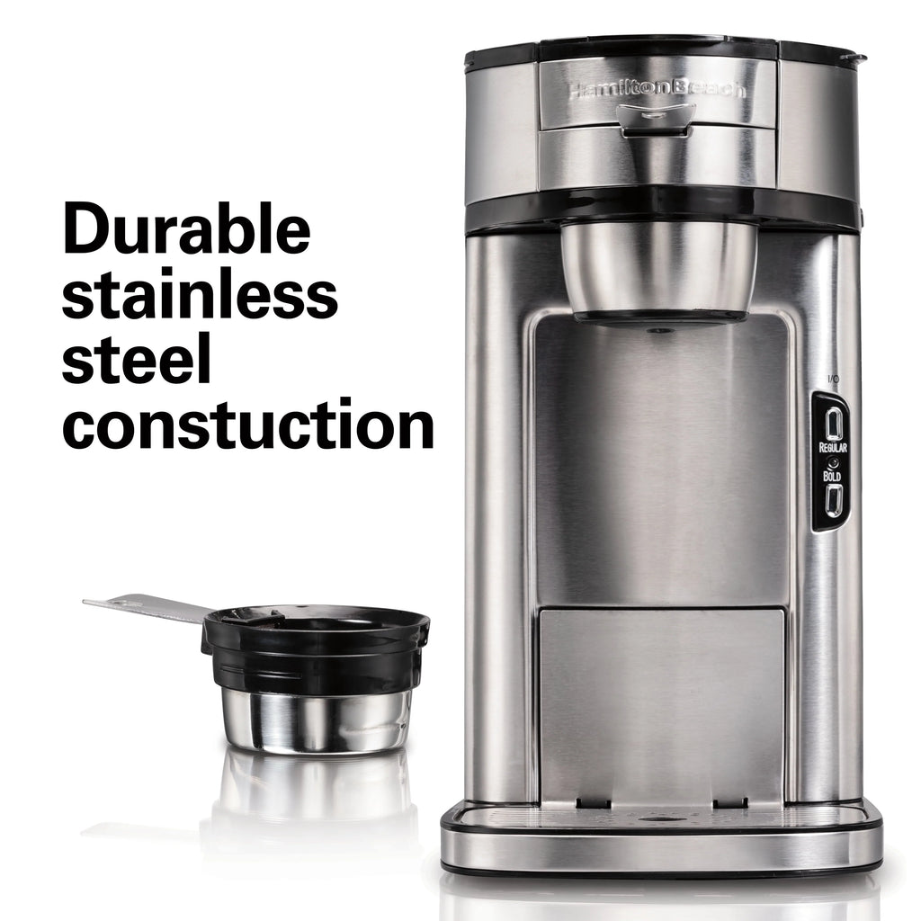 Hamilton Beach The Scoop Single-Serve Coffee Maker, 14 oz., Stainless Steel B6362