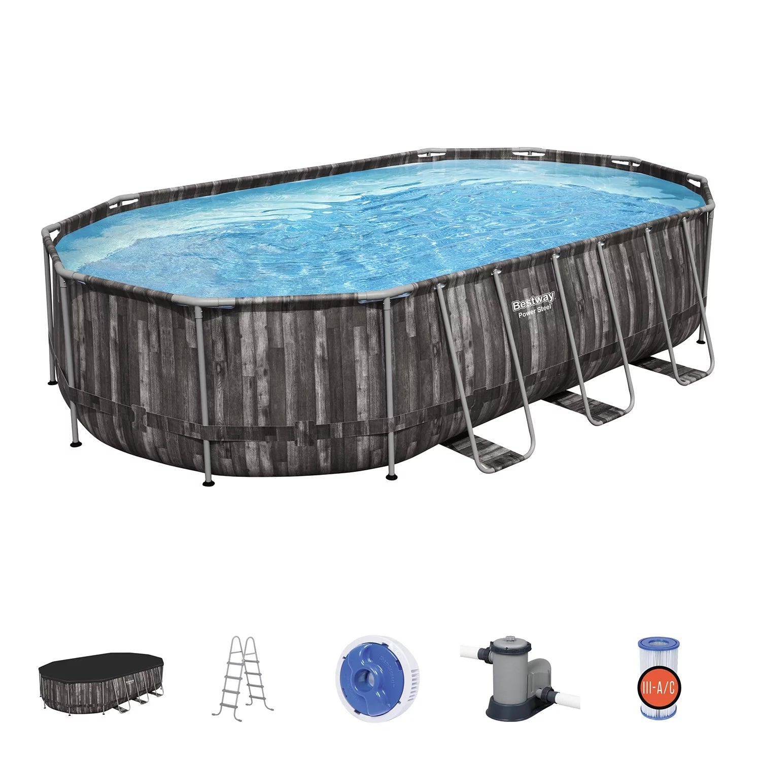 Bestway Power Steel 20' x 12' x 48 Oval Above Ground Swimming Pool Set