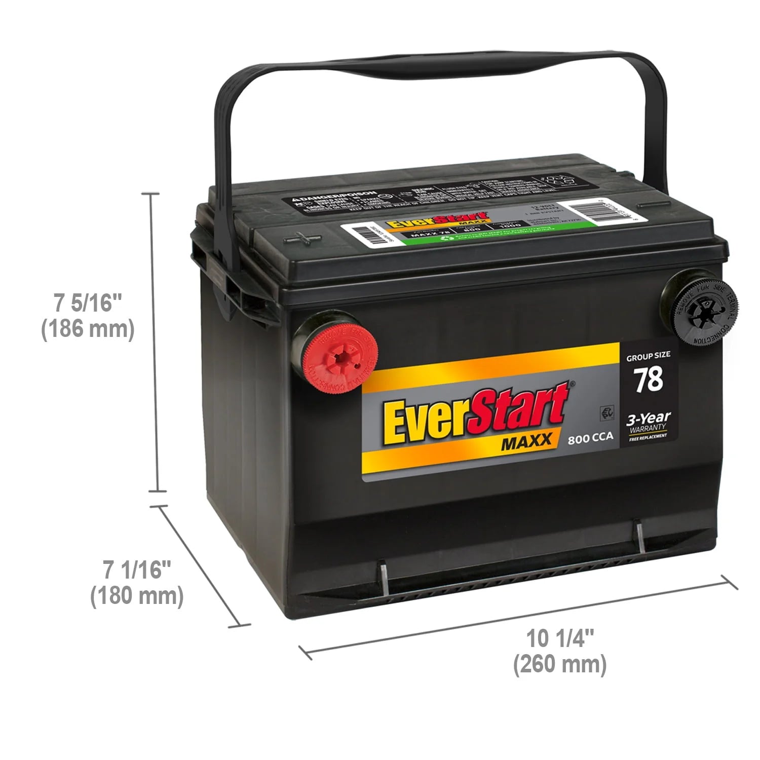 EverStart Maxx Lead Acid Automotive Battery Group Size 78 12 Volt 800 CCA N67793